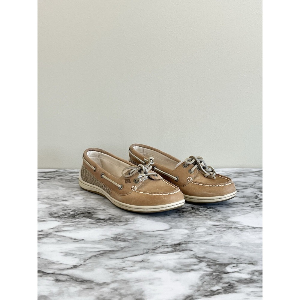 Sperry Top Sider 61428 Women's Boat Shoes US 7 Tan Leather Laces Preppy Academia